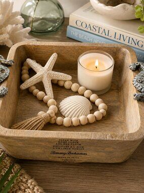 Tommy Bahama Seahorse Wood Serving Tray Coastal Beach Decor